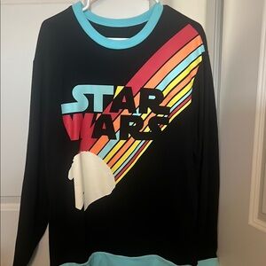 Unisex Star Wars Long Sleeve Shirt Black with Multicolor Millenium Falcon Design